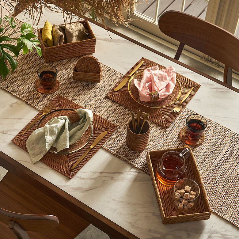 アタで編まれた四角い アジアン ランチョンマット[スタンダード