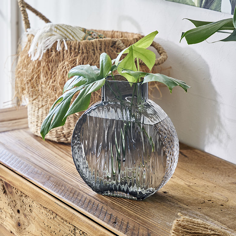 フラワーベース ガラス クリアグレー グレー 大きい 大型 高い 高さ