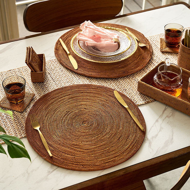 アタ製ランチョンマット バリ島産 円型 丸いランチョンマット ランチ