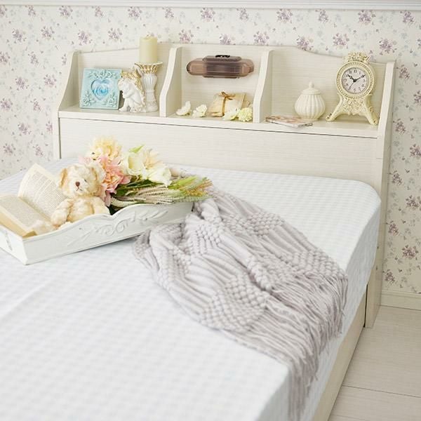 直送】ライト付大量収納ベッド(セミダブル/マットレス付き)｜かわいい