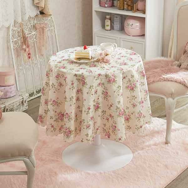 ローズ柄はっ水テーブルクロス(円形150)【ラッピング対応可能