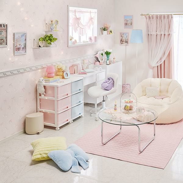 直送】ガラステーブル(サークル・幅80cm)｜かわいいお姫様インテリア