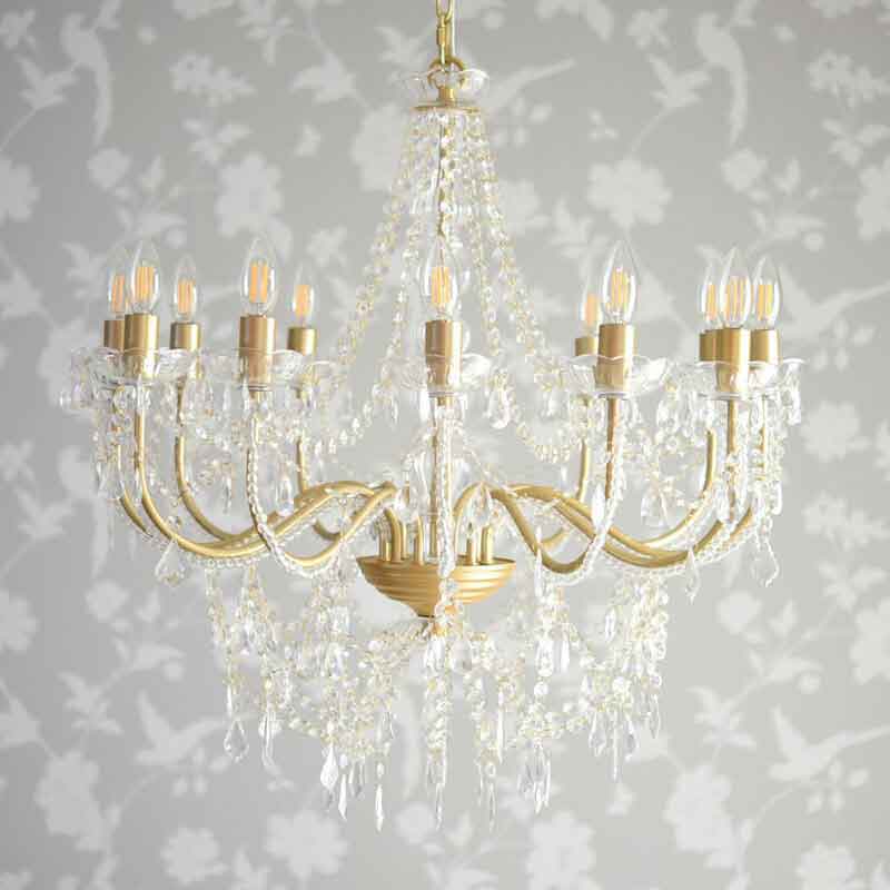 シャンデリア LED 12灯 ゴールド 引掛シーリング取付 アンティーク