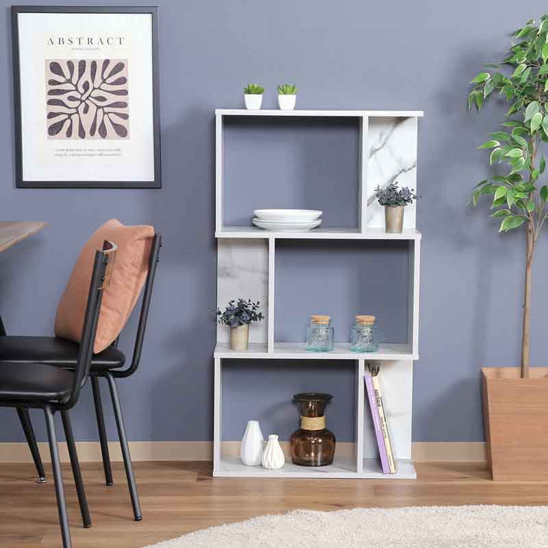 S型 ディスプレイラック 3段 大理石柄 収納 北欧 レトロ タンス