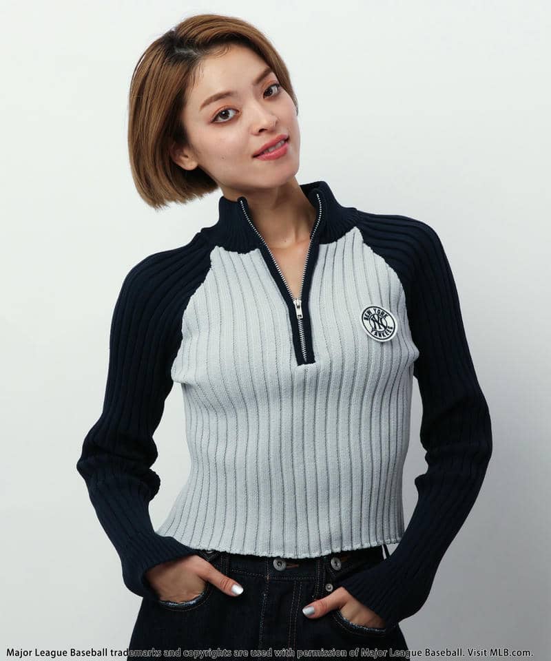 MLB】サークルロゴハーフZIPニットトップス｜BACK TO THE FIELD バック