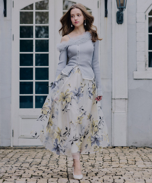 フラワーオーガンジーフレアスカート｜ROYAL PARTY ロイヤルパーティー