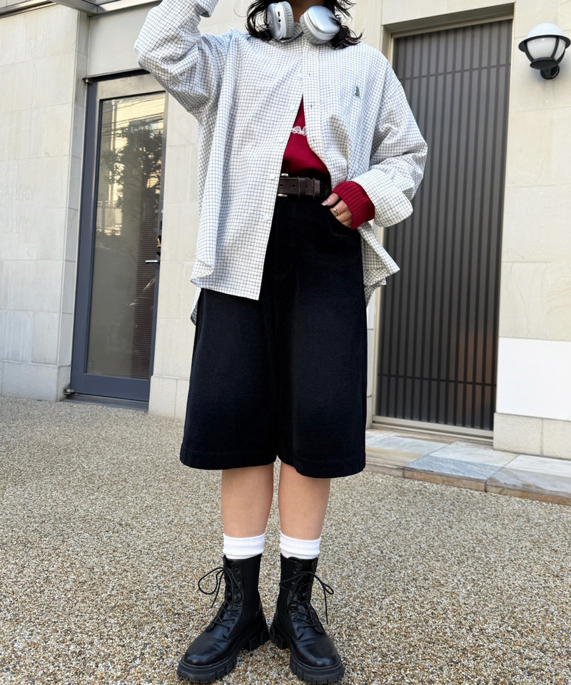 m:rex】ミニ恐竜ワッペンウィンドウペンチェックシャツ｜DOUBLE NAME