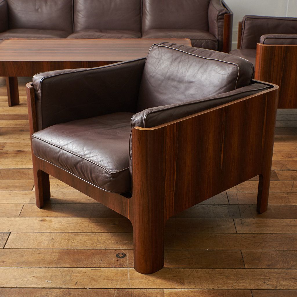 剣持勇 Haco イージーチェア / 本革xブラジリアンローズウッド｜天童