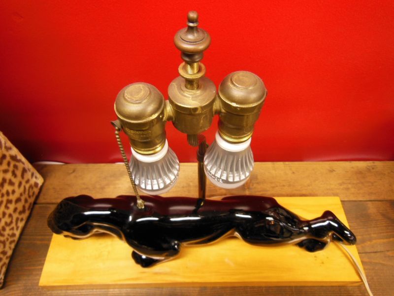 1950'S ROYAL HAEGER BLACK PANTHER/LEOPARD SHADE LAMP/1/ブラック