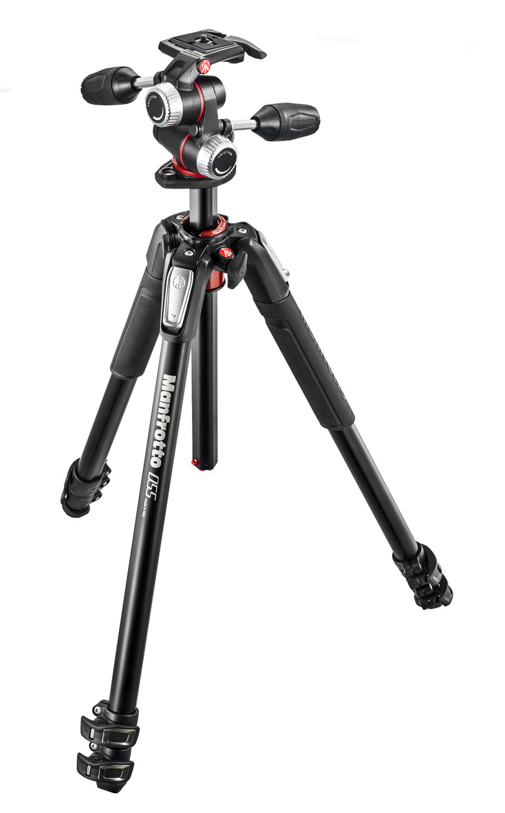 Manfrotto 055 Aluminum 3-Section Tripod Kit with 3-Way Head New-In