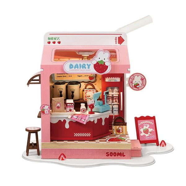 Rolife Puzzles DS034 Strawberry Milk Box DIY Miniature House