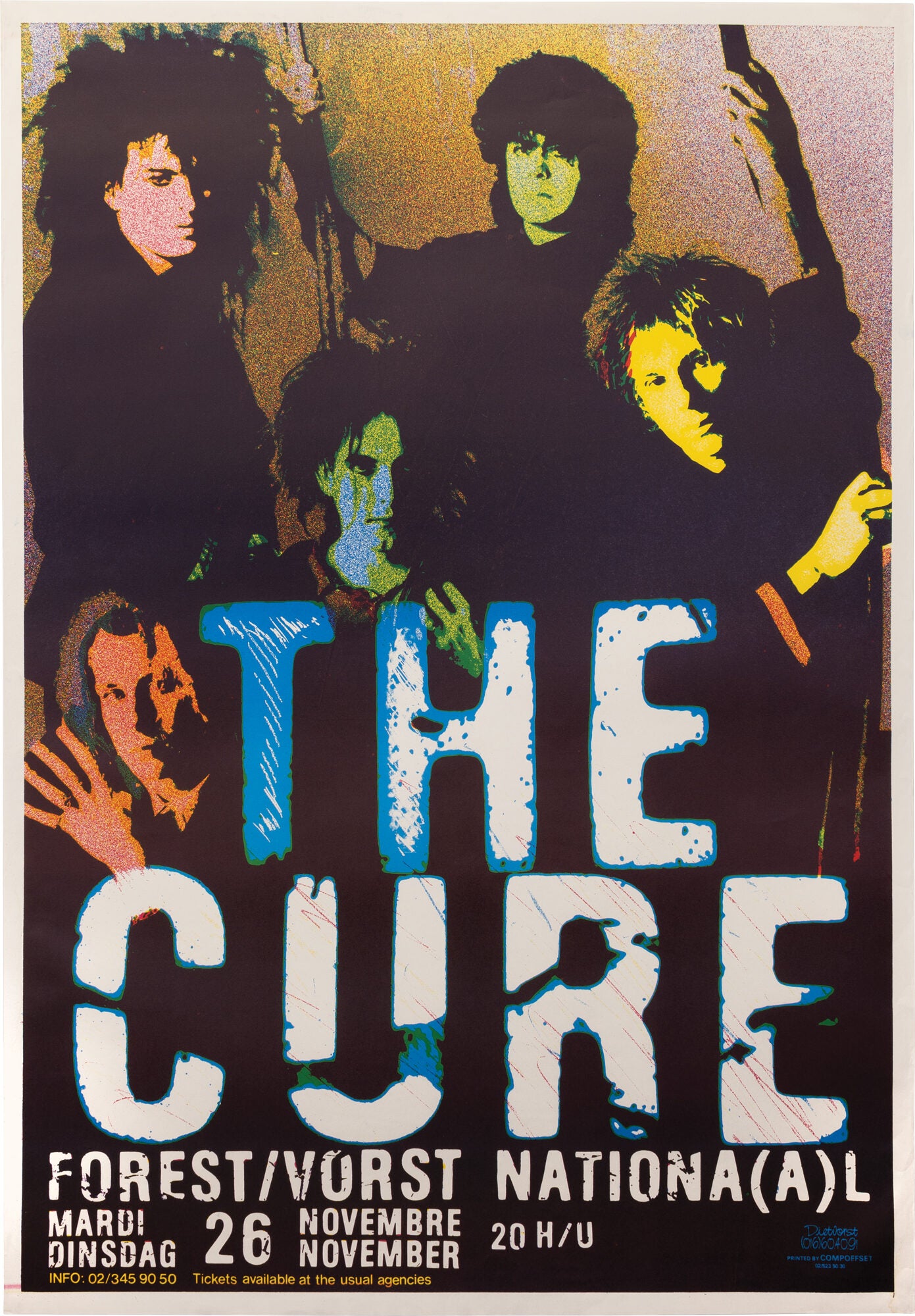 Original tour poster for a performance by the Cure at Forest