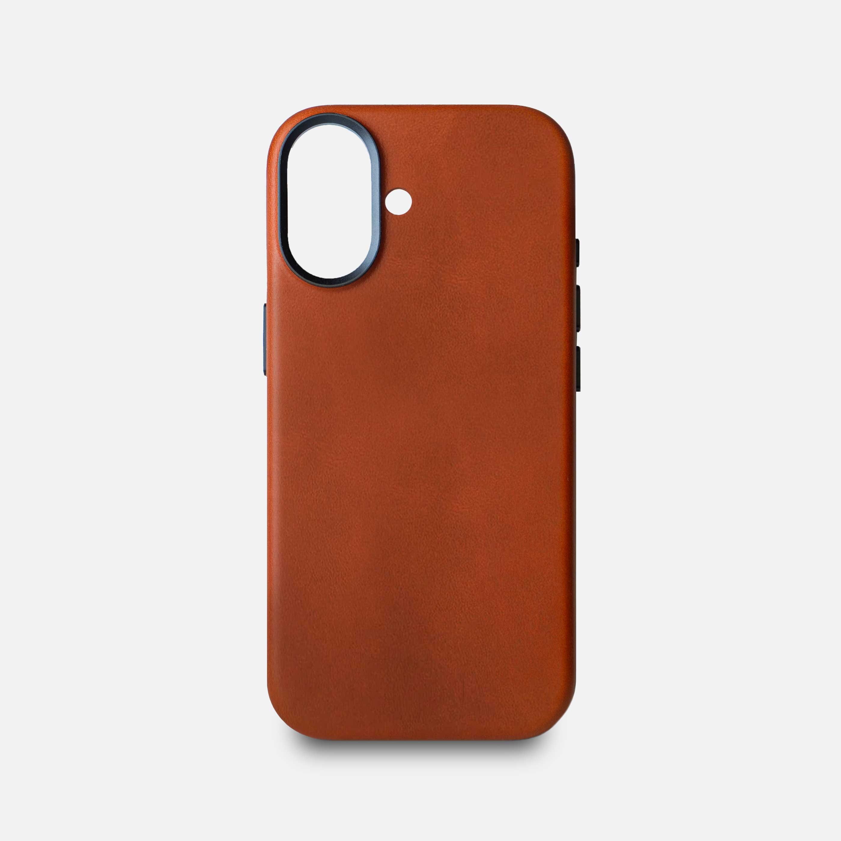 Leather iPhone 17 Shell Case Metal, MagSafe - Saddle Brown - RYAN