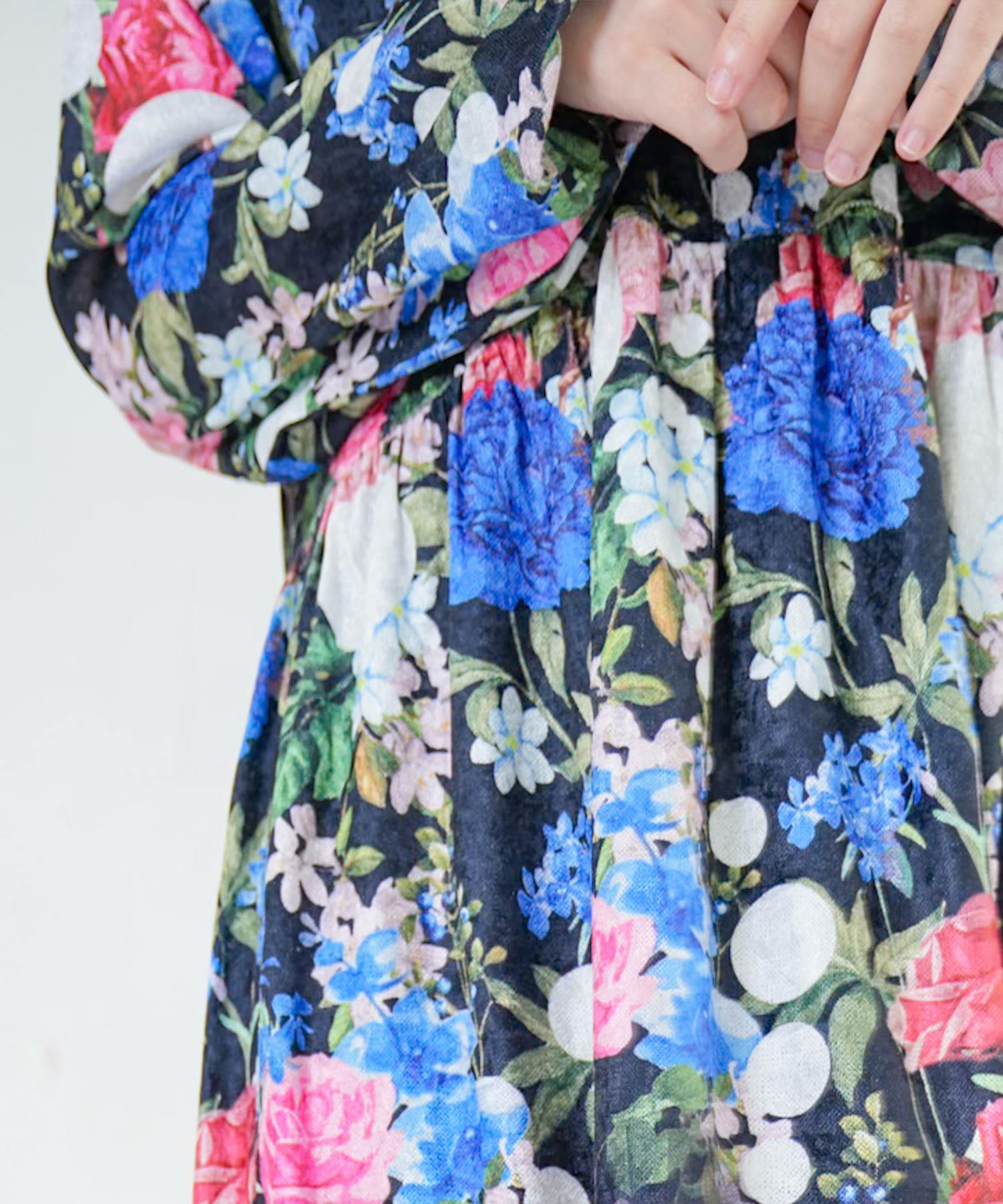 153721：2柄展開クラッシュベロアワンピースの通販-ScoLar