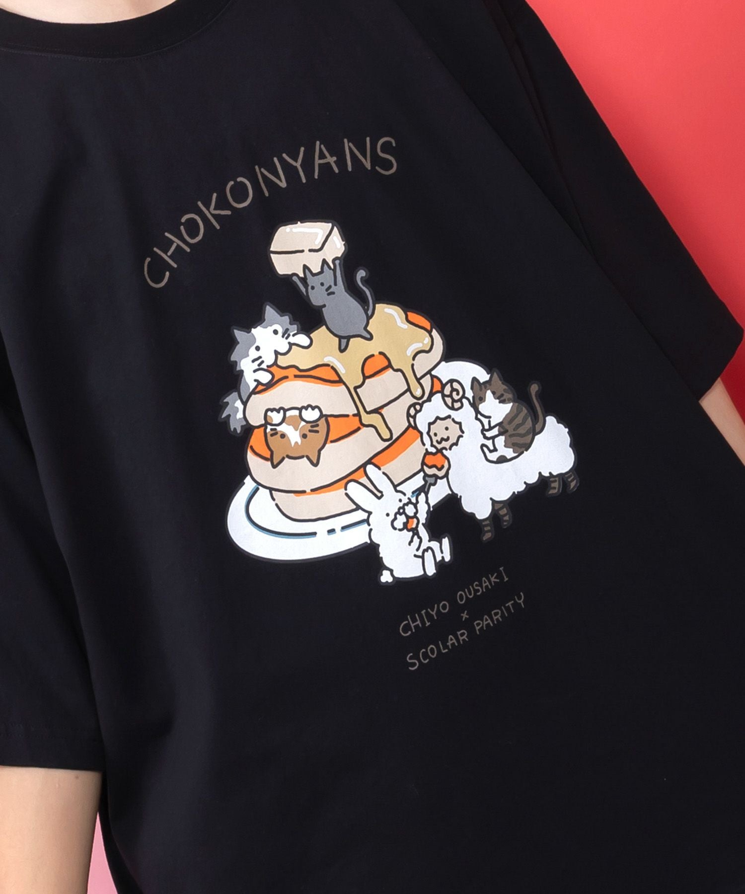 361110：桜咲千依さんコラボ第5弾 ちょこにゃんず パンケーキTシャツの