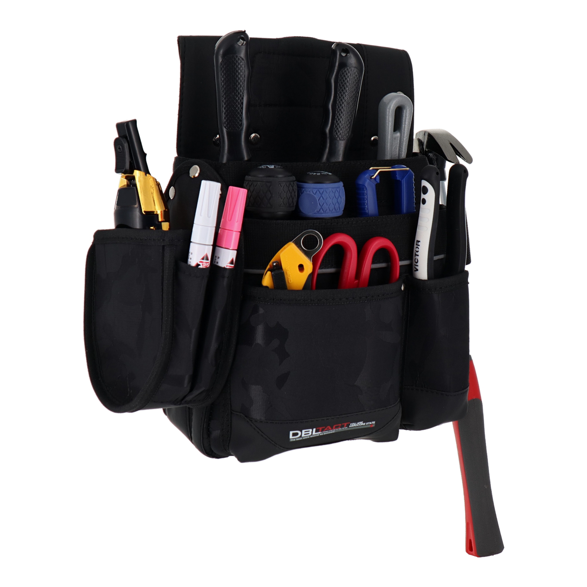 DT-19-BC 作業ベルト・収納袋 釘袋 釘袋 墨壺ケース付き ブラック迷彩