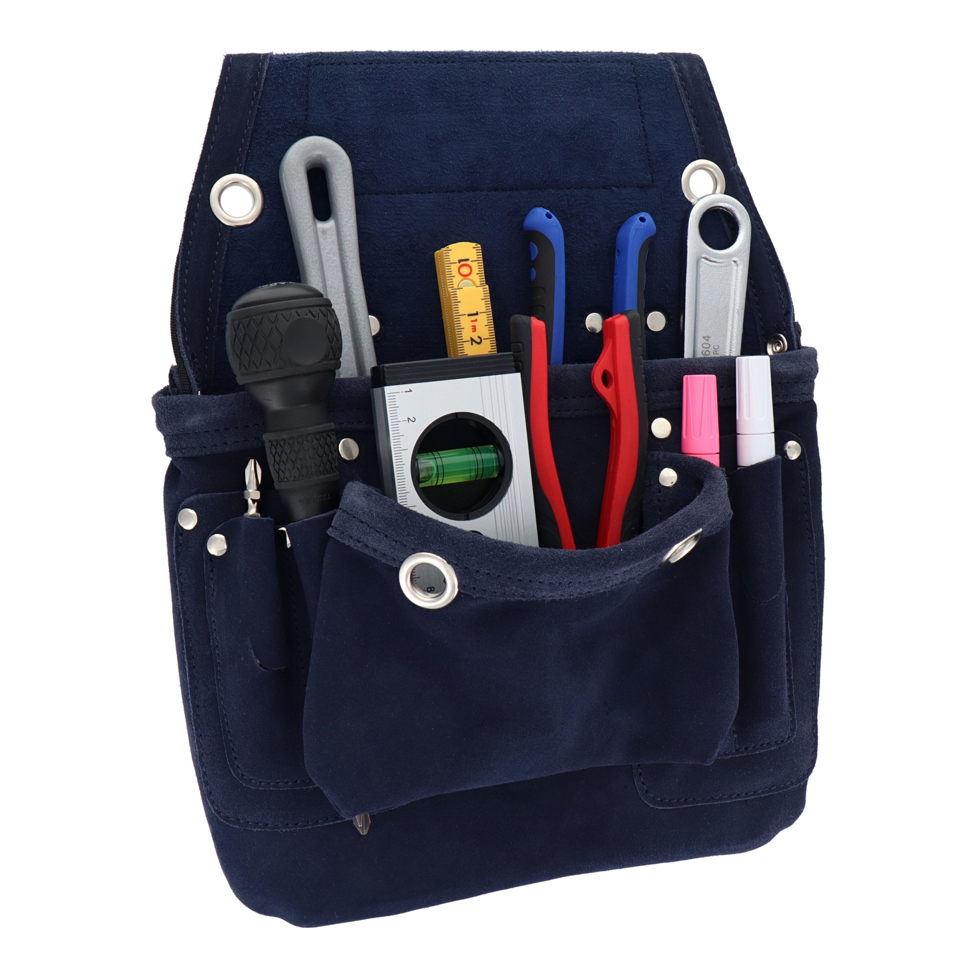DSL-01NB 作業ベルト・収納袋 釘袋 スエード本革釘袋 1段 ネイビー