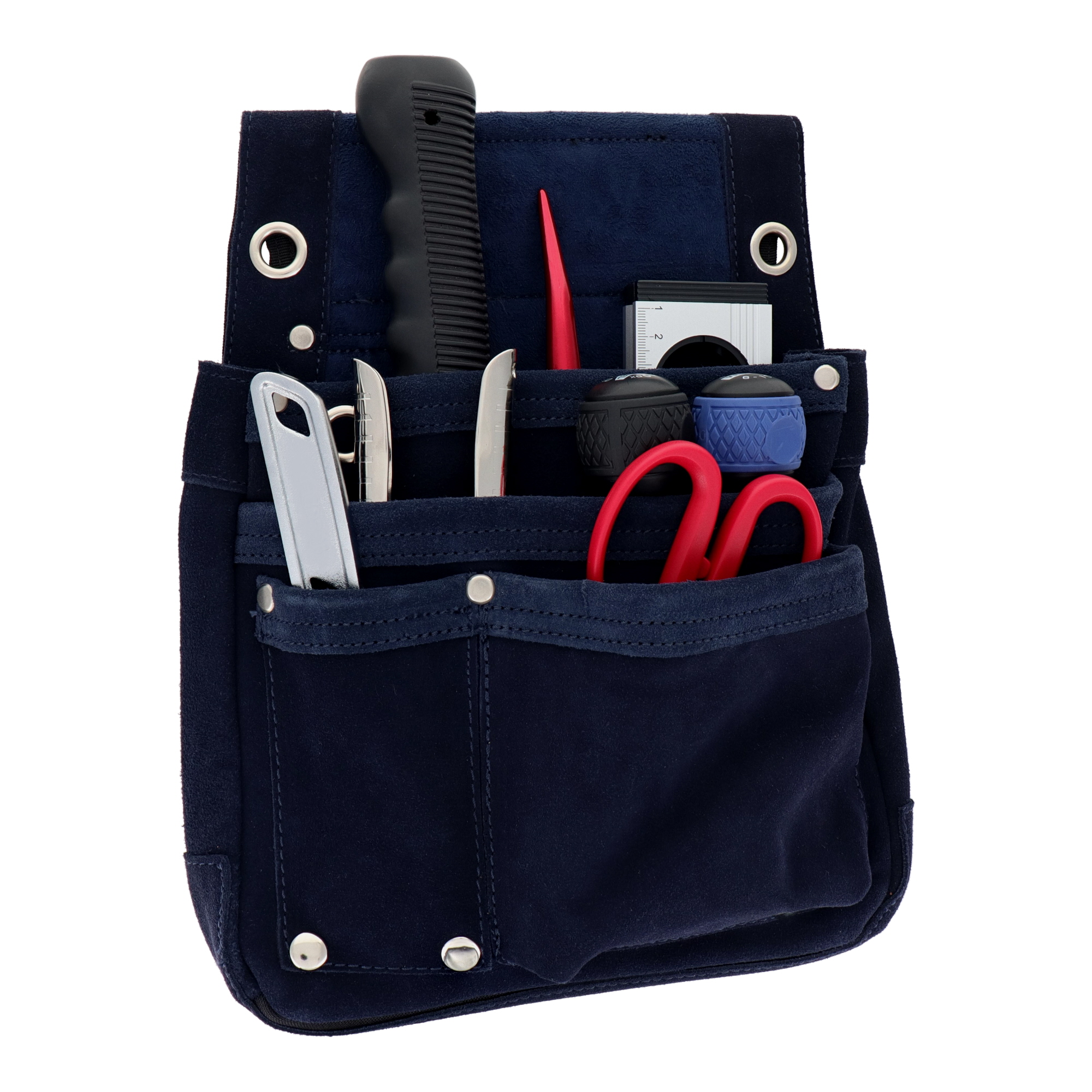 DSL-07BK 作業ベルト・収納袋 釘袋 スエード本革釘袋 2段 ブラック