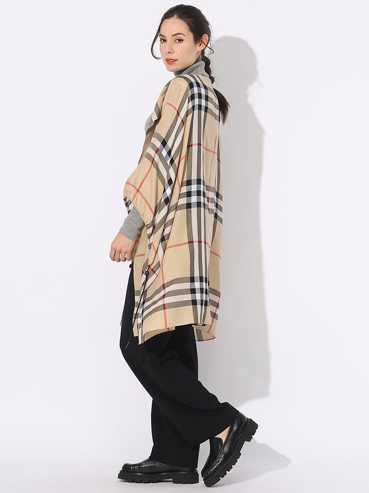 BURBERRY (バーバリー) コットン チェック ドローコード ケープ