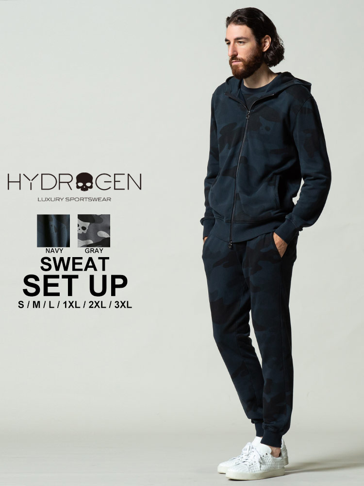 ハイドロゲン メンズ HYDROGEN 迷彩 スカル 総柄 パーカー ロング