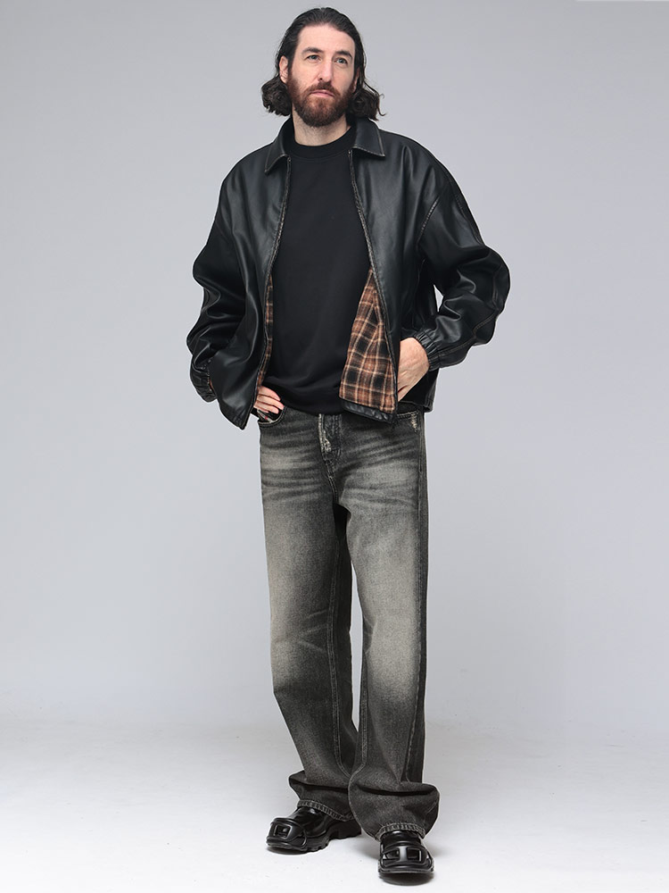 DIESEL (ディーゼル) 合成皮革 フルジップ ジャケット DSA192790LHBE