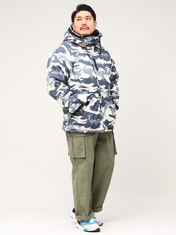 大きいサイズ メンズ South Play (サウスプレイ) 迷彩柄 裏フリース