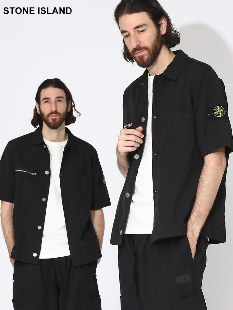 STONE ISLAND (ストーンアイランド) ポケット 袖ロゴ 半袖 シャツ