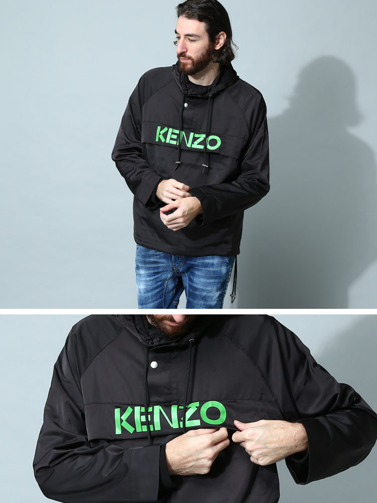 KENZO (ケンゾー) ロゴプリント ハーフジップ アノラックパーカー