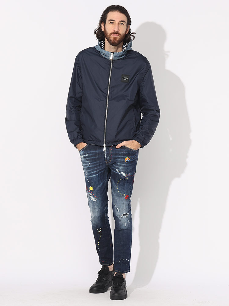 FENDI (フェンディ) リバーシブル フルジップ ジャケット FDFAA906APX6