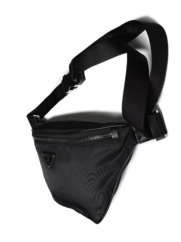 PRADA (プラダ) ナイロン フロントメタル ロゴ入りストラップ ベルト