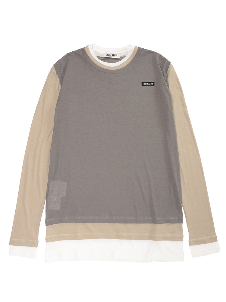 MIU MIU (ミュウミュウ) 3レイヤード コットンガーゼ クルーネック