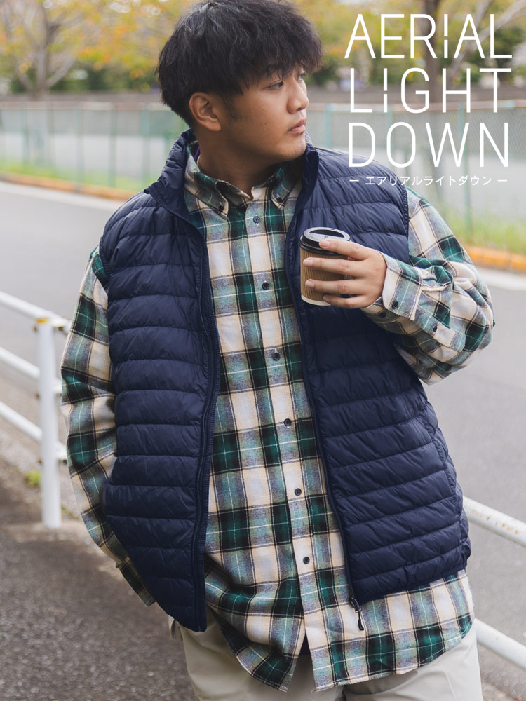 ライトダウンベスト 撥水 軽量ナイロン 無地 アウター ライト 防寒