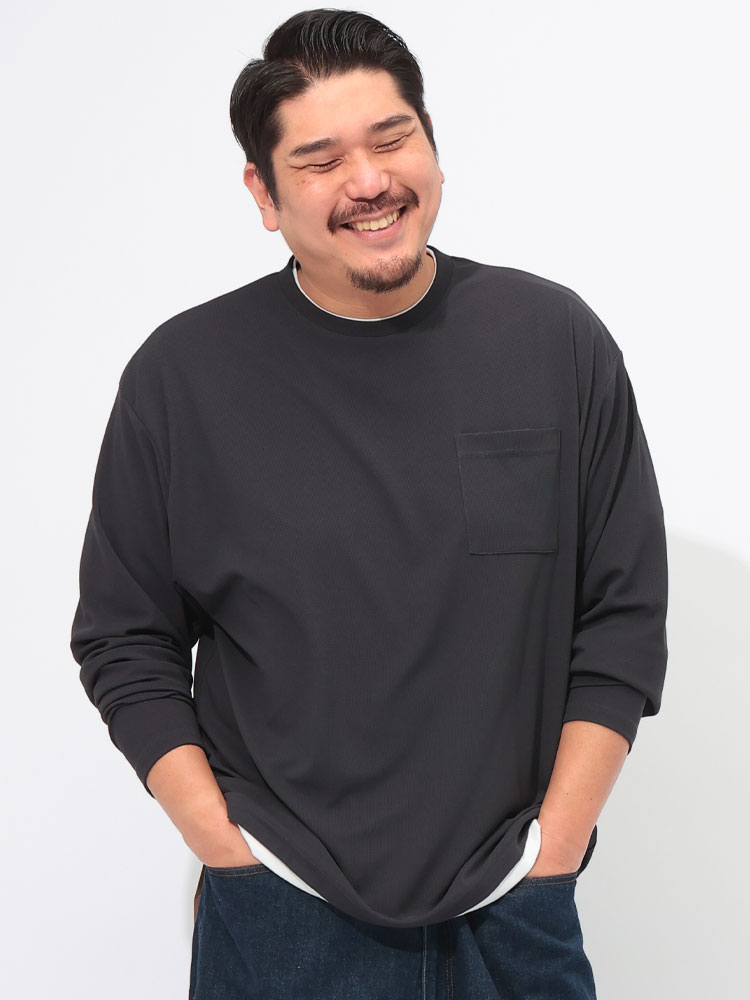 長袖 Tシャツ サカリバ フェイクレイヤード ポケット トップス ロンT