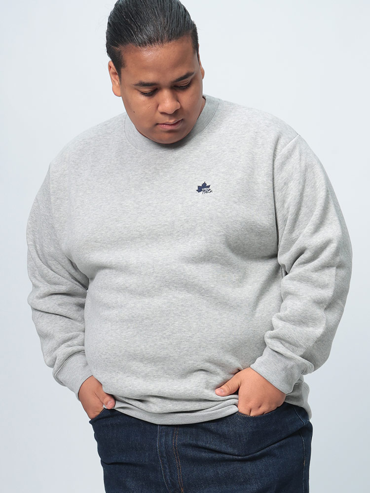 トレーナー 裏起毛 胸ロゴ刺繍 クルーネック トップス プルオーバー