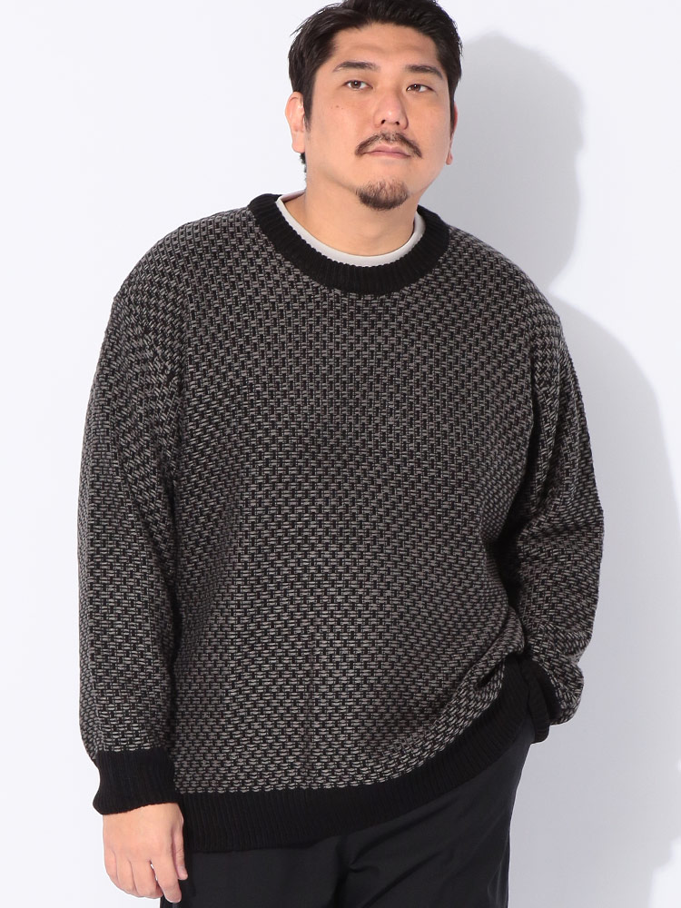 長袖 ニット 5G ジャガード クルーネック トップス セーター プル