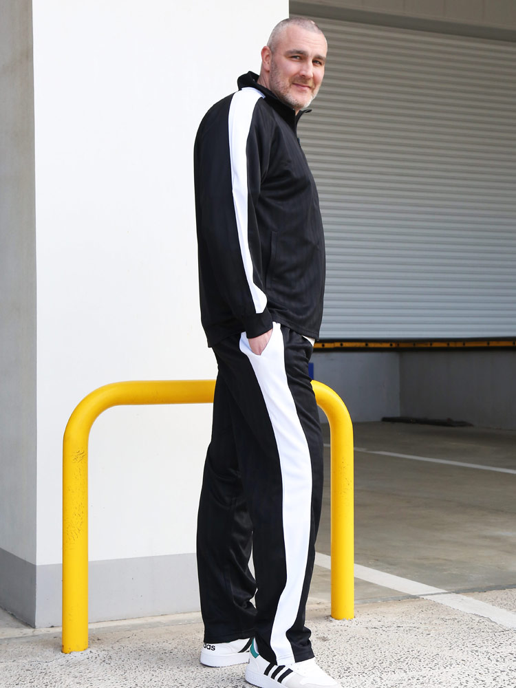 シャドーストライプ フルジップ ジャケット ウエストゴム ジャージ