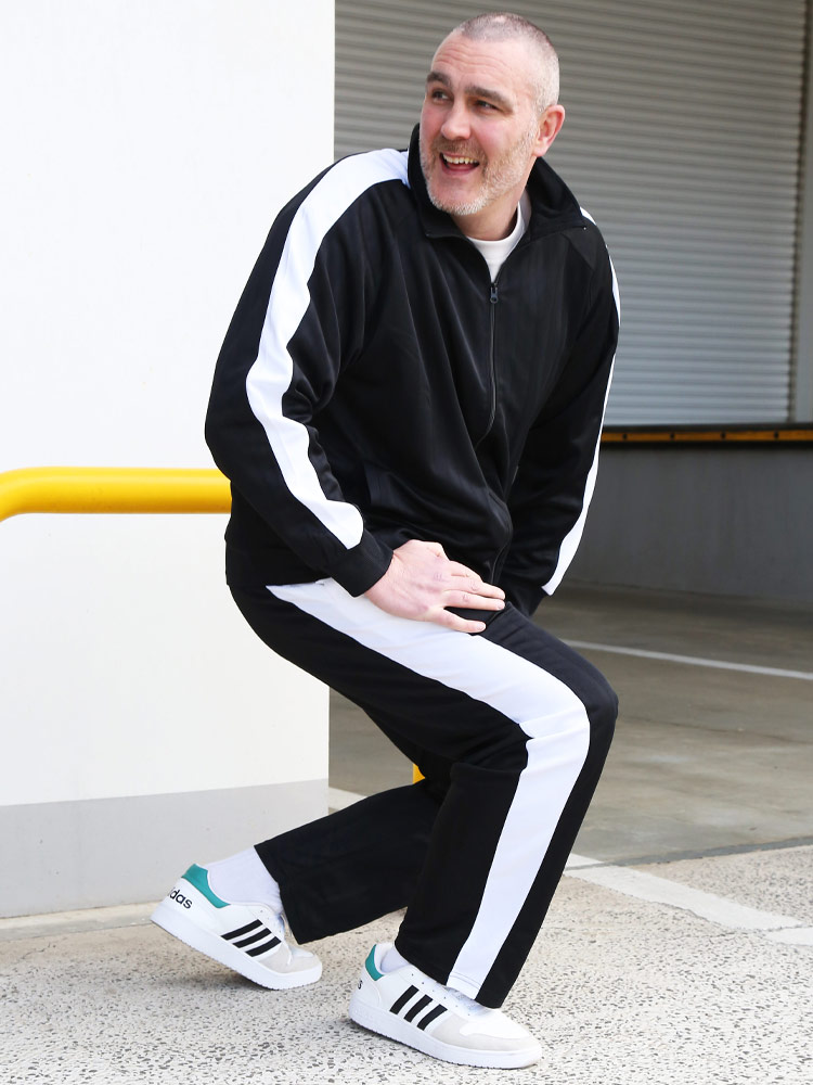 シャドーストライプ フルジップ ジャケット ウエストゴム ジャージ