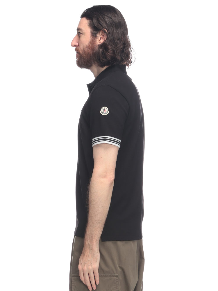 MONCLER (モンクレール) 胸ロゴ刺繍 ライン 半袖 ポロシャツ メンズ