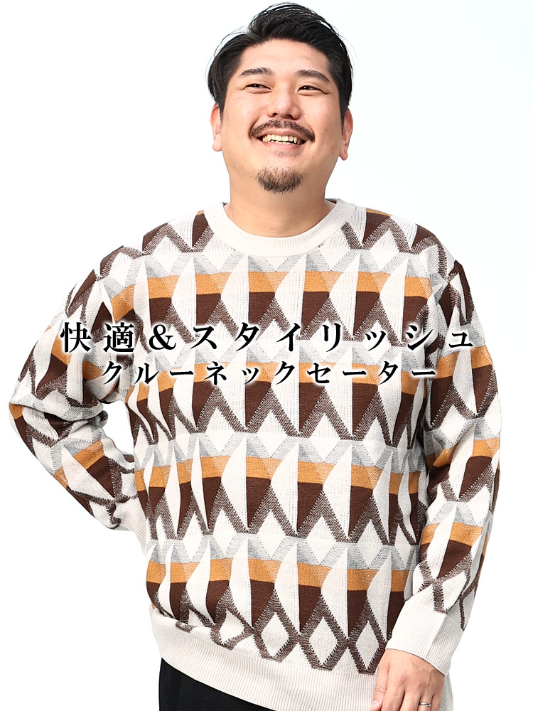 12G 幾何学柄 クルーネック セーター (B＆T CLUB) ビーアンドティー