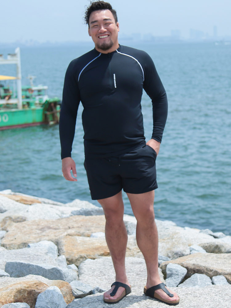 FITTED ハーフジップ ラッシュガード RASH GUARD 1/4 ZIP 大きいサイズ