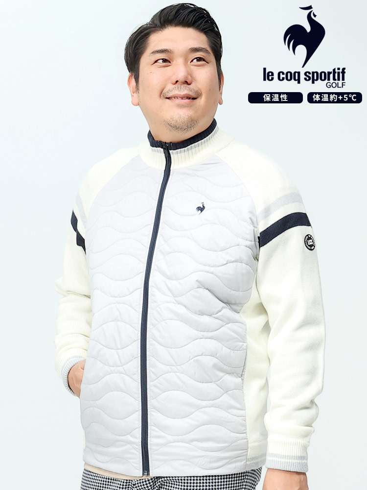 GOLF HEAT NAVI フロントキルティング フルジップ ニットブルゾン (le