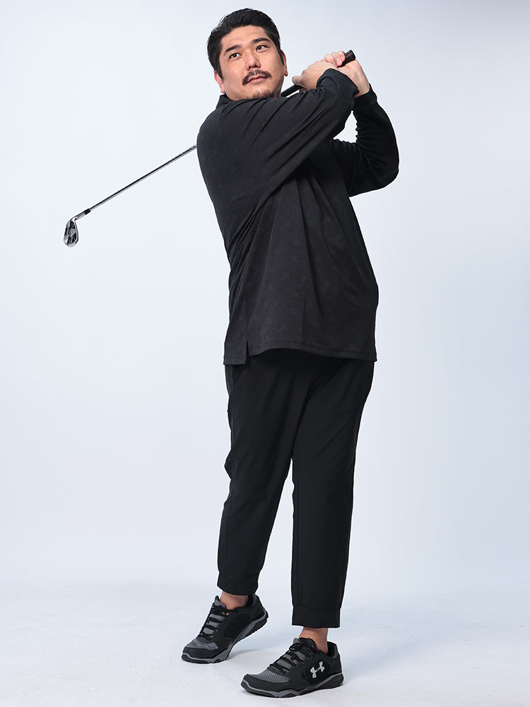 長袖 ポロシャツ ドライ ストレッチ ジャガード トップス ゴルフ