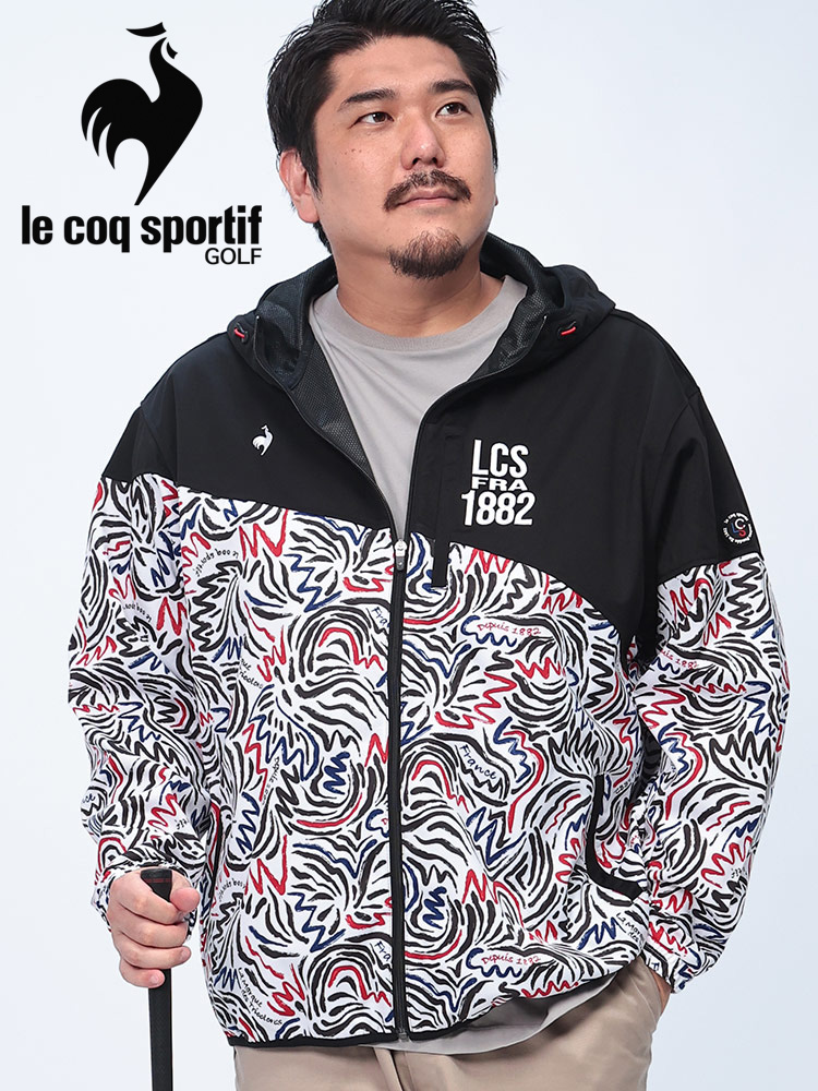 フーデッドブルゾン le coq GOLF ストレッチ 撥水 切替プリント