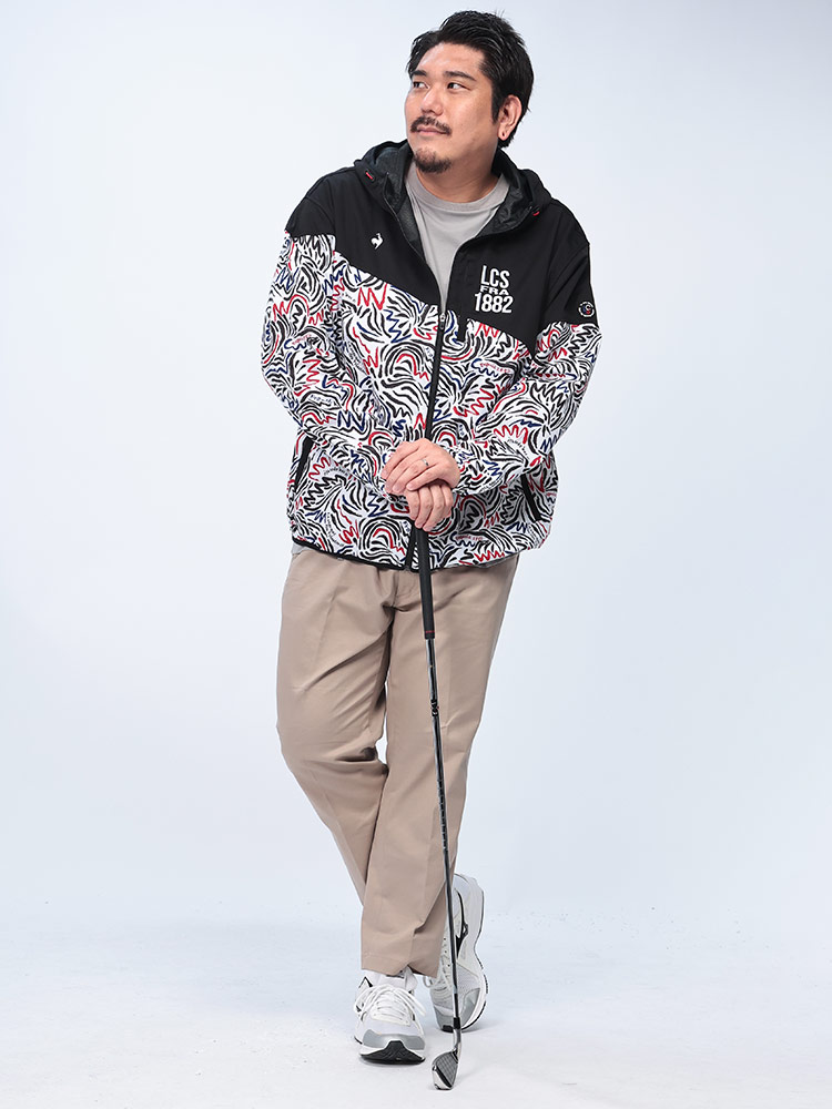 フーデッドブルゾン le coq GOLF ストレッチ 撥水 切替プリント