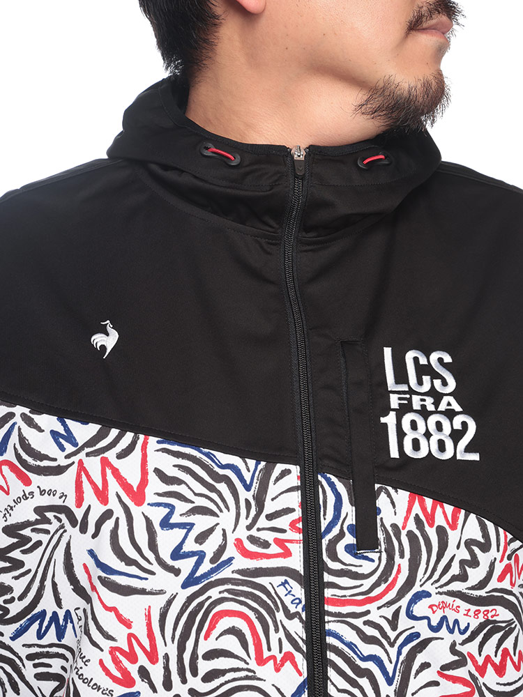 フーデッドブルゾン le coq GOLF ストレッチ 撥水 切替プリント