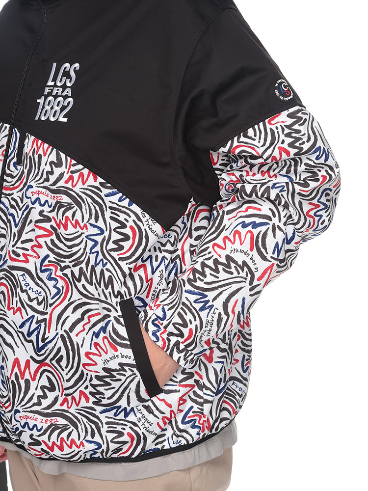 フーデッドブルゾン le coq GOLF ストレッチ 撥水 切替プリント