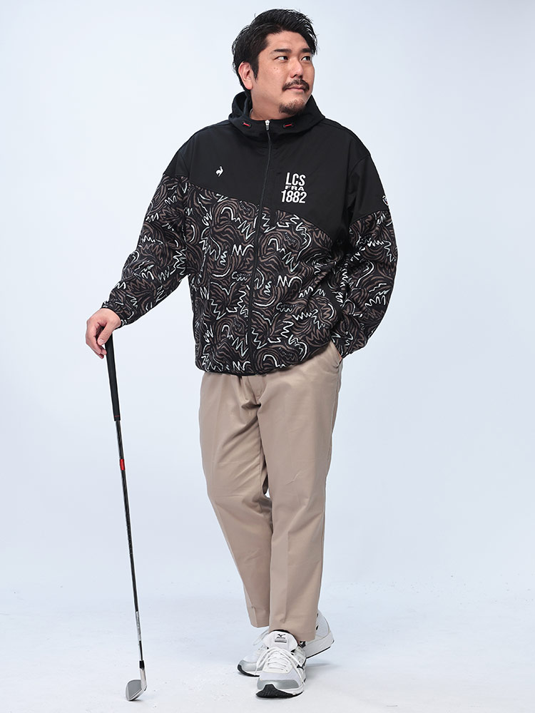 フーデッドブルゾン le coq GOLF ストレッチ 撥水 切替プリント