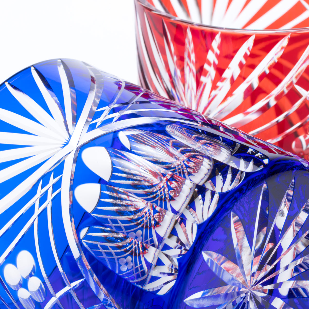 M-190-各色 弧菱重文様 オールド ルリ アカ ムラサキ – 硝子工房 彩鳳