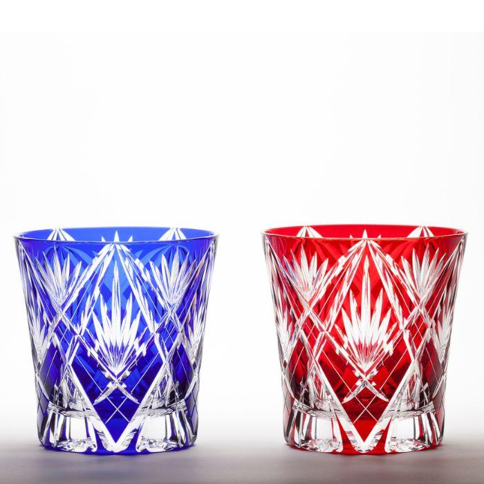 M-1438-B 剣矢来笹の葉文様 天開オールド ルリ – 硝子工房 彩鳳