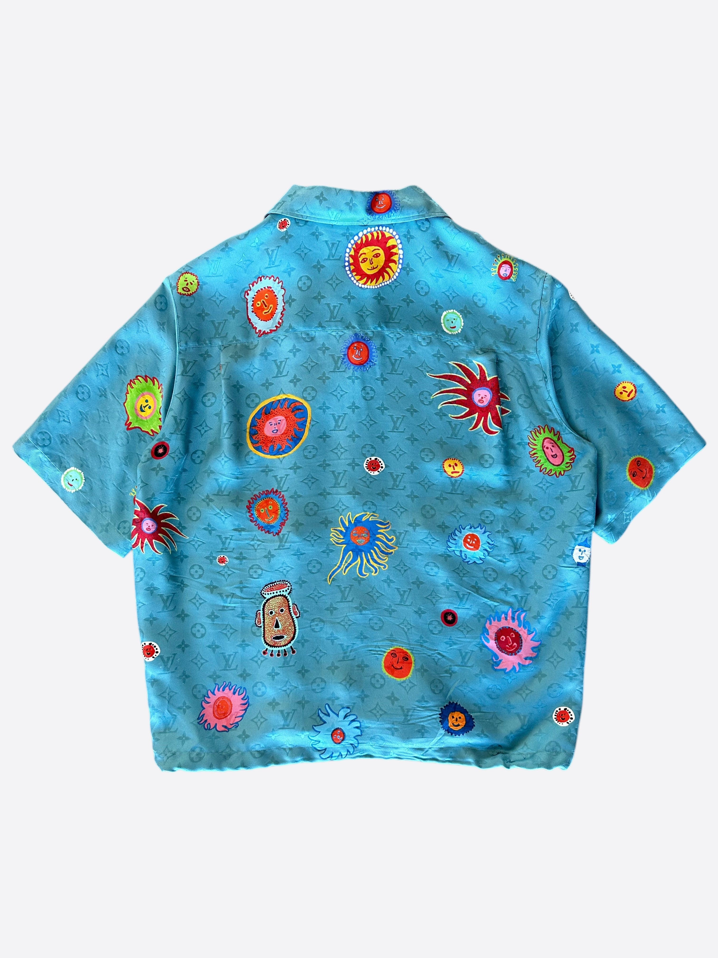 Louis Vuitton Yayoi Kusama Blue Faces Monogram Silk Shirt – Savonches